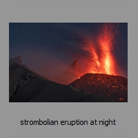 strombolian eruption at night